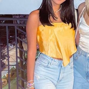 Zara orange wrap top